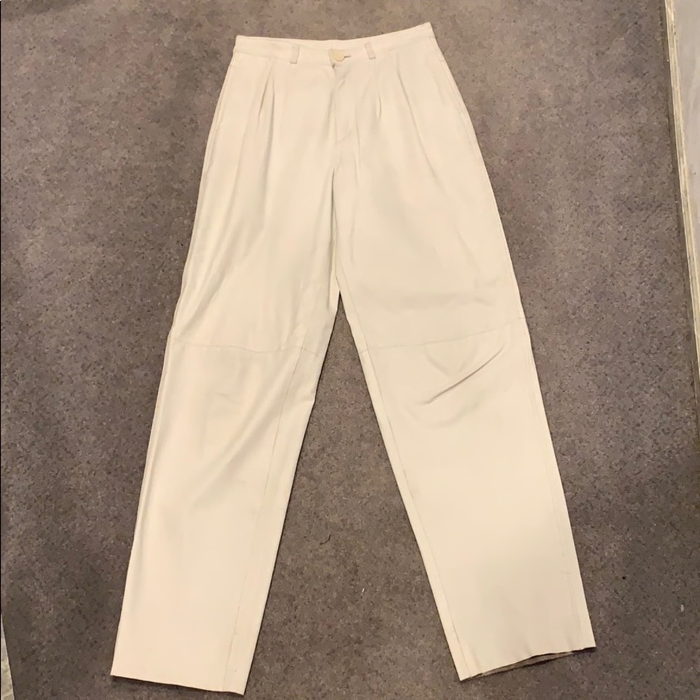 Genuine white leather pants